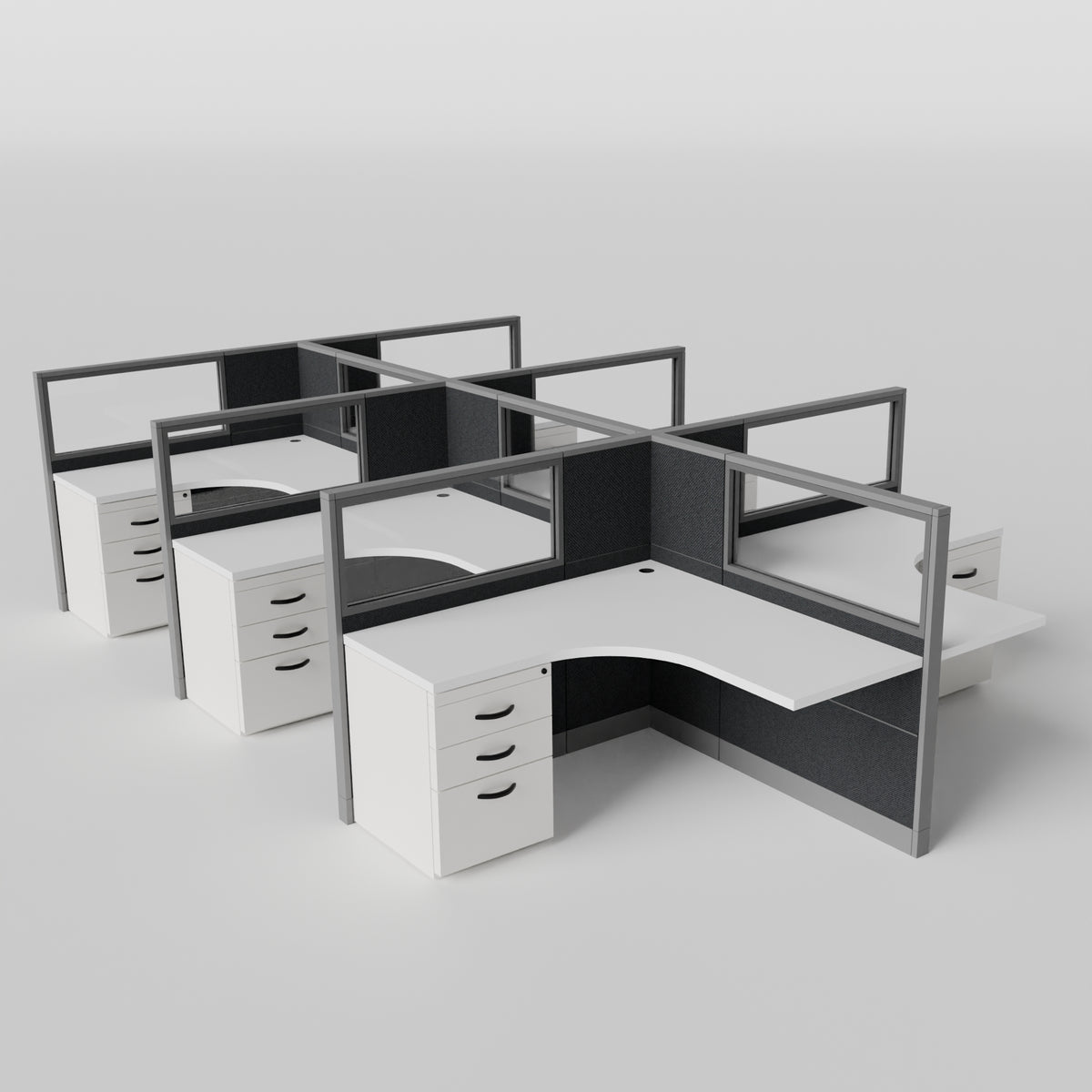 Knoll Reff Glass Panel Workstation - L-Shaped - Set of 6
