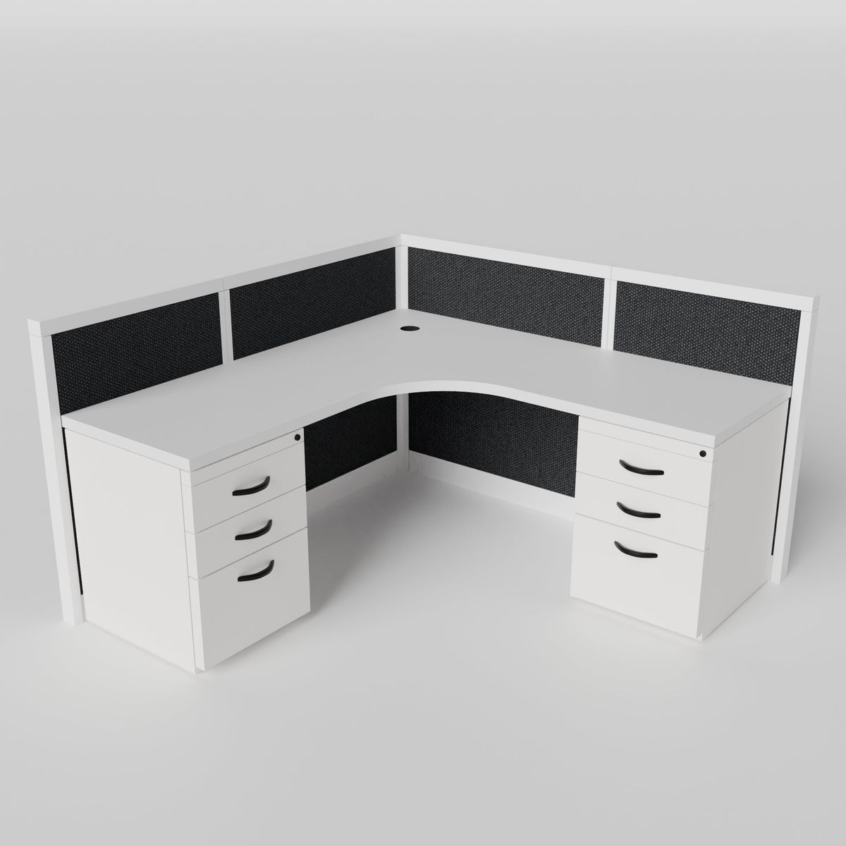 Allsteel Cubicles with Overhead Storage — L-Shaped