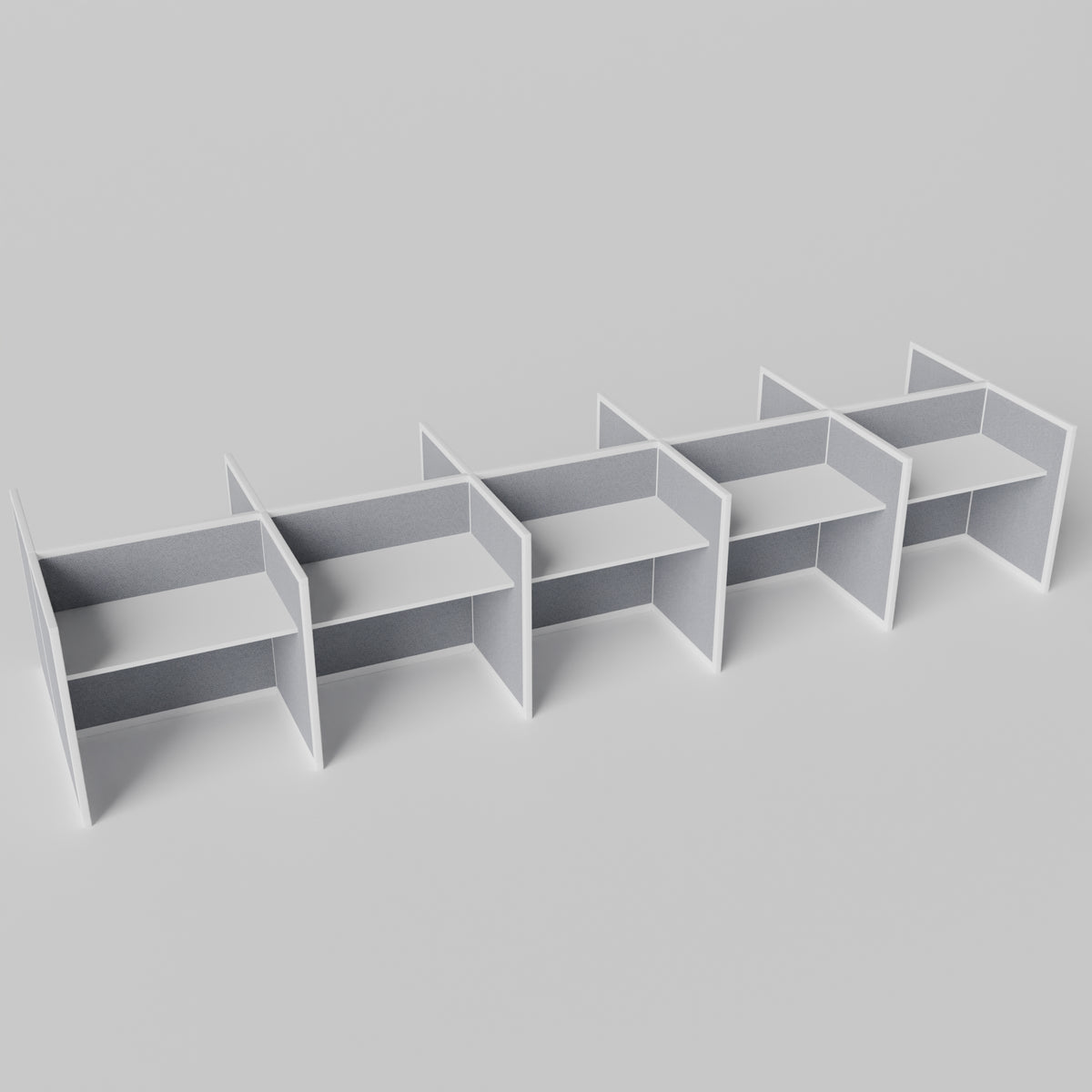 Steelcase Avenir Fabric Panel Workstation - Straight - Set of 10 - White Frame / Gray Panel / 42" / 48W x 30D