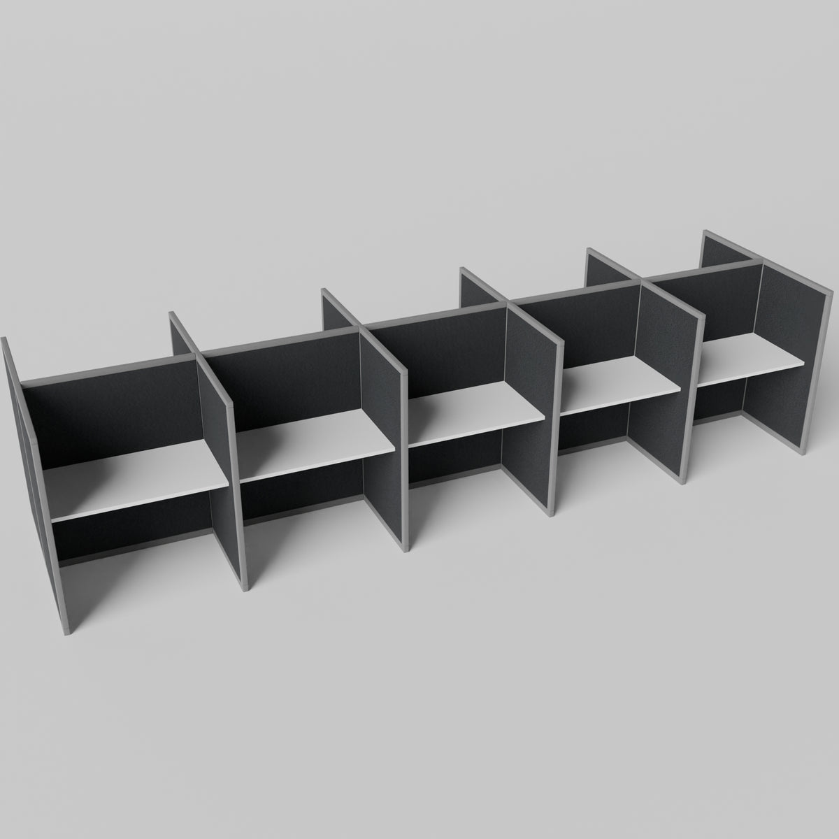 Steelcase Avenir Fabric Panel Workstation - Straight - Set of 10 - Gray Frame / Black Panel / 53" / 48W x 30D