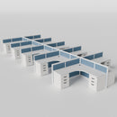 Steelcase Avenir Fabric Panel Workstation - L-Shaped - Set of 10 - White Frame / Blue Panel / 42" / 7' x 7'