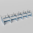 Knoll Reff Glass Panel Workstation - Straight - Set of 10 - White Frame / Blue Panel / 65" / 60W x 30D