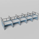 Knoll Reff Glass Panel Workstation - Straight - Set of 10 - Gray Frame / Blue Panel / 65" / 60W x 30D