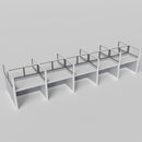 Knoll Reff Glass Panel Workstation - Straight - Set of 10 - White Frame / Gray Panel / 65" / 60W x 30D