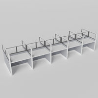 Knoll Reff Glass Panel Workstation - Straight - Set of 10 - White Frame / Gray Panel / 65" / 60W x 30D