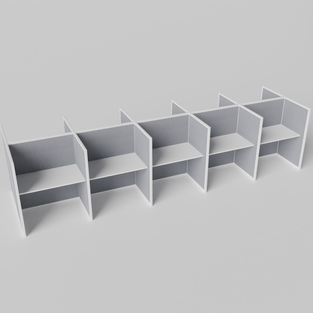 Steelcase Avenir Fabric Panel Workstation - Straight - Set of 10 - White Frame / Gray Panel / 53" / 48W x 30D