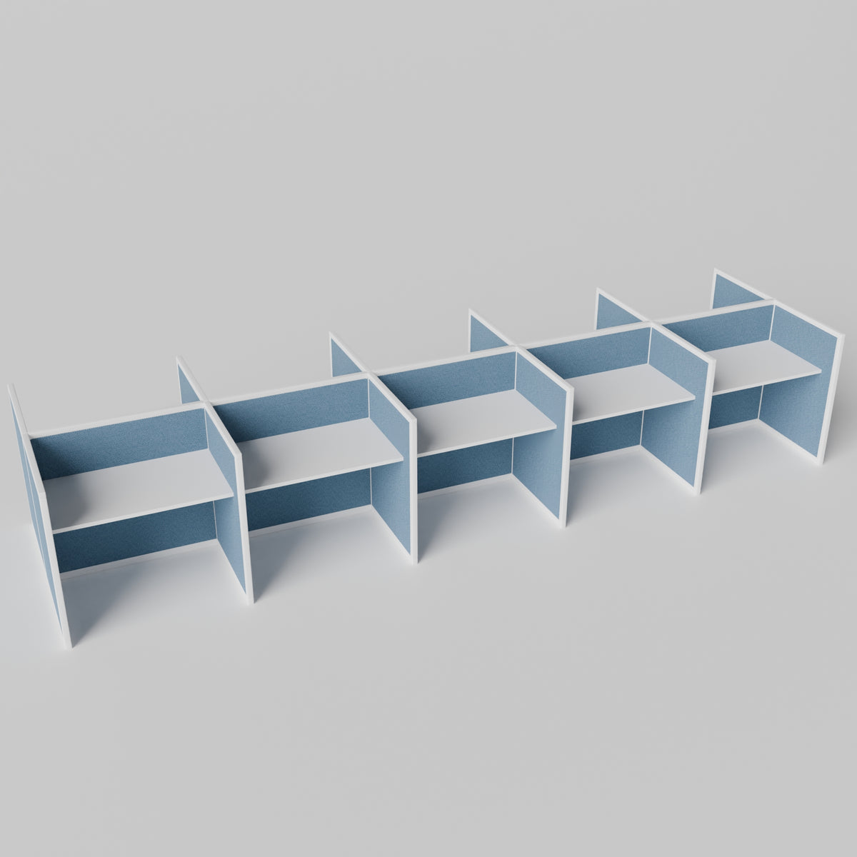 Steelcase Avenir Fabric Panel Workstation - Straight - Set of 10 - White Frame / Blue Panel / 42" / 48W x 30D
