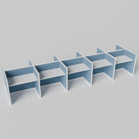Steelcase Avenir Fabric Panel Workstation - Straight - Set of 10 - White Frame / Blue Panel / 42" / 48W x 30D