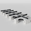 Steelcase Avenir Fabric Panel Workstation - L-Shaped - Set of 10 - White Frame / Black Panel / 42" / 7' x 7'