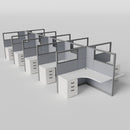Knoll Reff Glass Panel Workstation - L-Shaped - Set of 10 - Gray Frame / Gray Panel / 65" / 5' x 5'