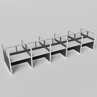 Knoll Reff Glass Panel Workstation - Straight - Set of 10 - White Frame / Black Panel / 65" / 60W x 30D