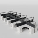 Knoll Reff Glass Panel Workstation - L-Shaped - Set of 10 - Gray Frame / Black Panel / 65" / 6' x 6'