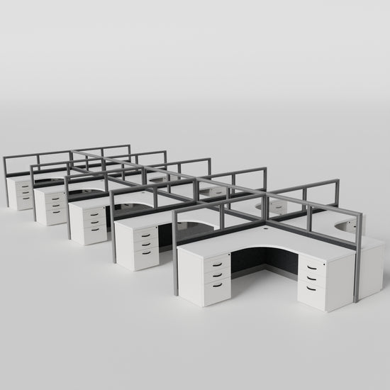 Knoll Reff Glass Panel Workstation - L-Shaped - Set of 10