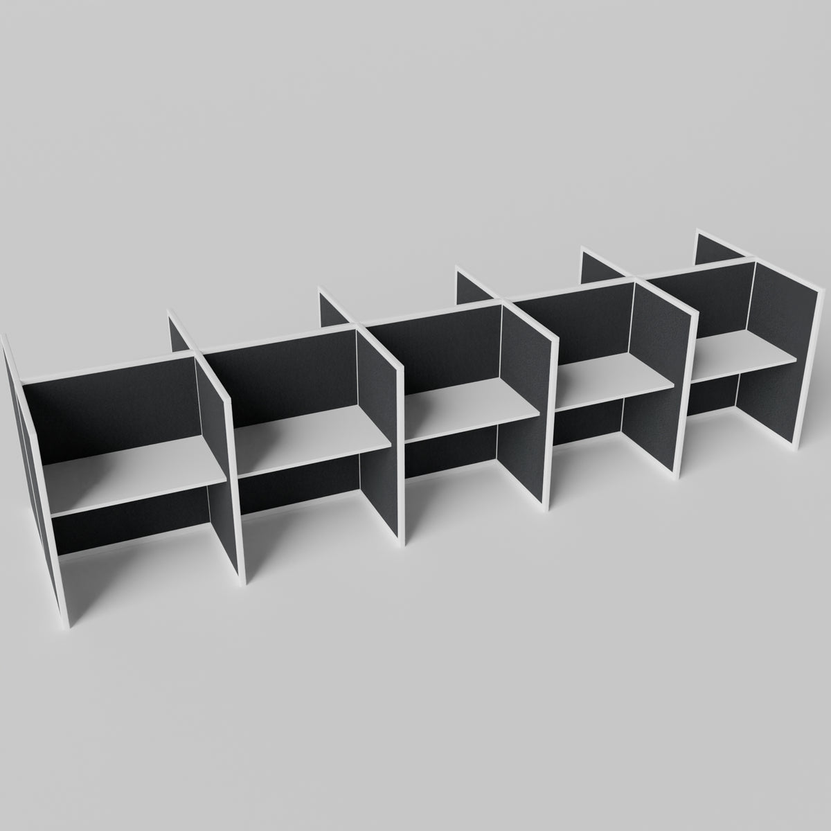 Steelcase Avenir Fabric Panel Workstation - Straight - Set of 10 - White Frame / Black Panel / 53" / 48W x 30D