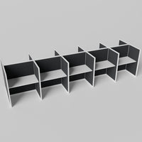 Steelcase Avenir Fabric Panel Workstation - Straight - Set of 10 - White Frame / Black Panel / 53" / 48W x 30D