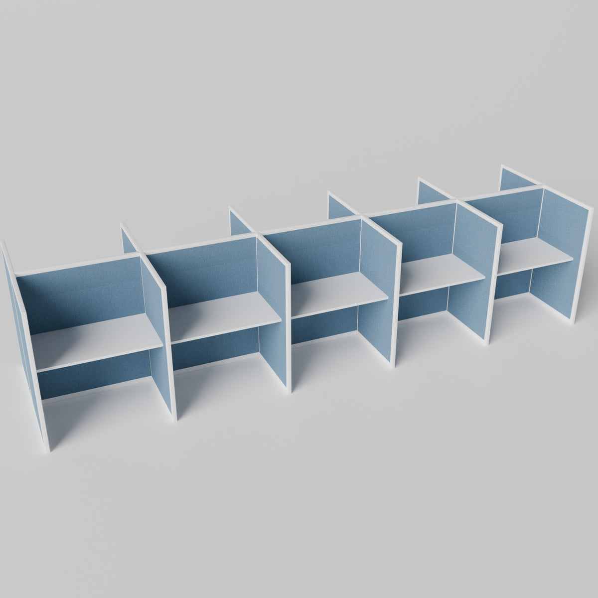 Steelcase Avenir Fabric Panel Workstation - Straight - Set of 10 - White Frame / Blue Panel / 53" / 48W x 30D