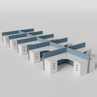 Steelcase Avenir Fabric Panel Workstation - L-Shaped - Set of 10 - Gray Frame / Blue Panel / 42" / 7' x 7'