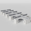 Steelcase Avenir Fabric Panel Workstation - L-Shaped - Set of 10 - White Frame / Gray Panel / 42" / 7' x 7'
