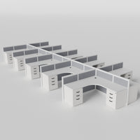 Steelcase Avenir Fabric Panel Workstation - L-Shaped - Set of 10 - White Frame / Gray Panel / 42" / 7' x 7'