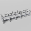 Knoll Reff Glass Panel Workstation - Straight - Set of 10 - Gray Frame / Gray Panel / 65" / 60W x 30D