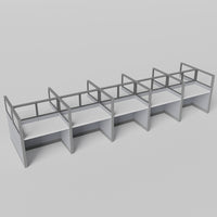 Knoll Reff Glass Panel Workstation - Straight - Set of 10 - Gray Frame / Gray Panel / 65" / 60W x 30D