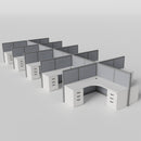 Steelcase Avenir Fabric Panel Workstation - L-Shaped - Set of 10 - Gray Frame / Gray Panel / 53" / 7' x 7'