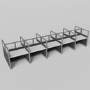 Knoll Reff Glass Panel Workstation - Straight - Set of 10 - Gray Frame / Black Panel / 65" / 60W x 30D