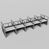Knoll Reff Glass Panel Workstation - Straight - Set of 10 - Gray Frame / Black Panel / 65" / 60W x 30D