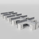 Steelcase Avenir Fabric Panel Workstation - L-Shaped - Set of 10 - Gray Frame / Gray Panel / 42" / 7' x 7'