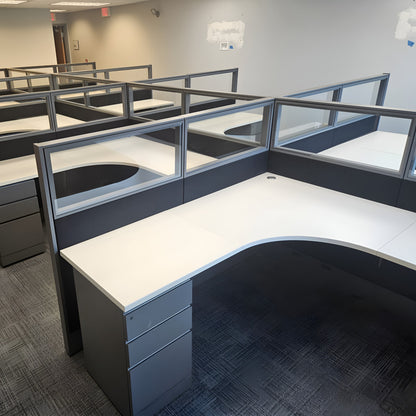 Knoll Reff L-Shape Full Glass Workstation
