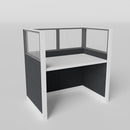 Knoll Reff Glass Panel Workstation - Straight - Individual - White Frame / Black Panel / 65" / 60W x 30D