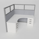 Knoll Reff Glass Panel Workstation - L-Shaped - Individual - Gray Frame / Gray Panel / 65" / 6' x 6'