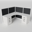 Steelcase Avenir Fabric Panel Workstation - L-Shaped - Individual - White Frame / Black Panel / 53" / 7' x 7'
