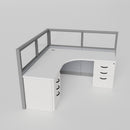 Knoll Reff Glass Panel Workstation - L-Shaped - Individual - Gray Frame / Gray Panel / 50" / 6' x 6'