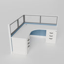Knoll Reff Glass Panel Workstation - L-Shaped - Individual - White Frame / Blue Panel / 50" / 6' x 6'