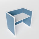 Steelcase Avenir Fabric Panel Workstation - Straight - Individual - White Frame / Blue Panel / 42" / 48W x 30D