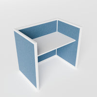 Steelcase Avenir Fabric Panel Workstation - Straight - Individual - White Frame / Blue Panel / 42" / 48W x 30D
