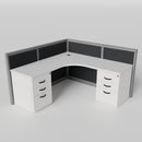 Steelcase Avenir Fabric Panel Workstation - L-Shaped - Individual - Gray Frame / Black Panel / 42" / 7' x 7'