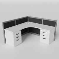 Steelcase Avenir Fabric Panel Workstation - L-Shaped - Individual - Gray Frame / Black Panel / 42" / 7' x 7'