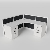 Steelcase Avenir Fabric Panel Workstation - L-Shaped - Individual - White Frame / Black Panel / 42" / 7' x 7'