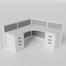 Steelcase Avenir Fabric Panel Workstation - L-Shaped - Individual - White Frame / Gray Panel / 42" / 7' x 7'