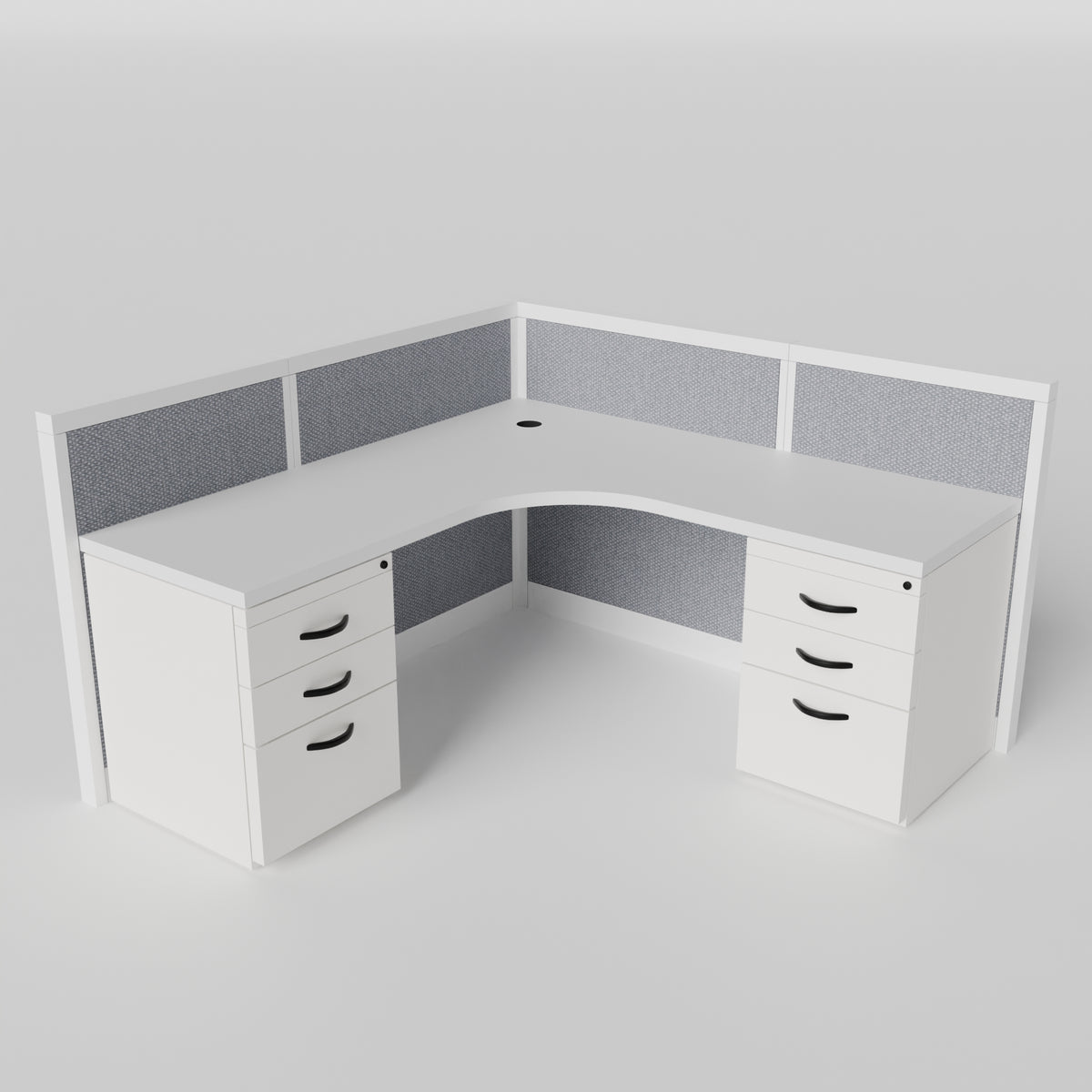 Steelcase Avenir Fabric Panel Workstation - L-Shaped - Individual - White Frame / Gray Panel / 42" / 7' x 7'