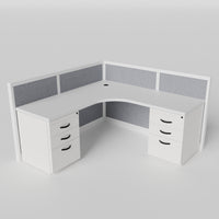 Steelcase Avenir Fabric Panel Workstation - L-Shaped - Individual - White Frame / Gray Panel / 42" / 7' x 7'