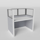 Knoll Reff Glass Panel Workstation - Straight - Individual - White Frame / Gray Panel / 65" / 60W x 30D