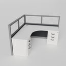 Knoll Reff Glass Panel Workstation - L-Shaped - Individual - Gray Frame / Black Panel / 50" / 6' x 6'