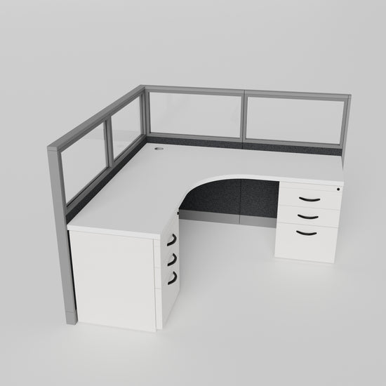 Knoll Reff Glass Panel Workstation - L-Shaped - Individual
