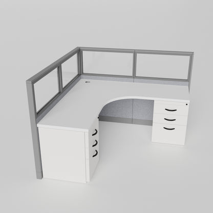Knoll Reff L-Shape Full Glass Workstation