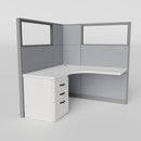 Knoll Reff Glass Panel Workstation - L-Shaped - Individual - Gray Frame / Gray Panel / 65" / 5' x 5'