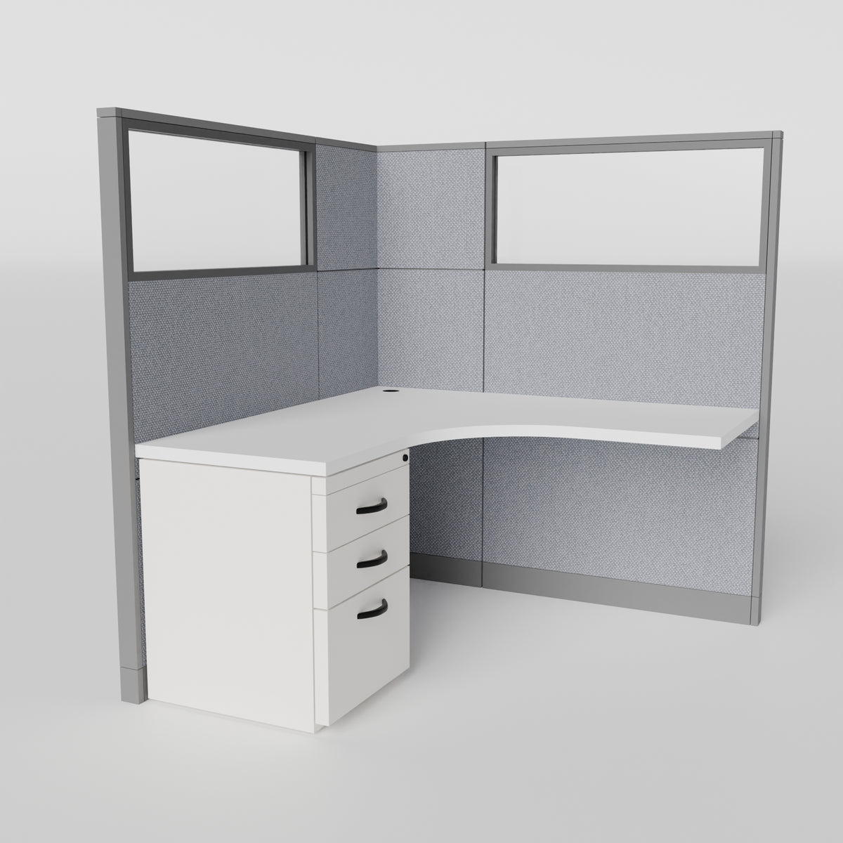 Knoll Reff Glass Panel Workstation - L-Shaped - Individual - Gray Frame / Gray Panel / 65" / 5' x 5'