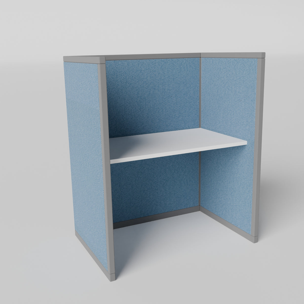Steelcase Avenir Fabric Panel Workstation - Straight - Individual - Gray Frame / Blue Panel / 53" / 48W x 30D